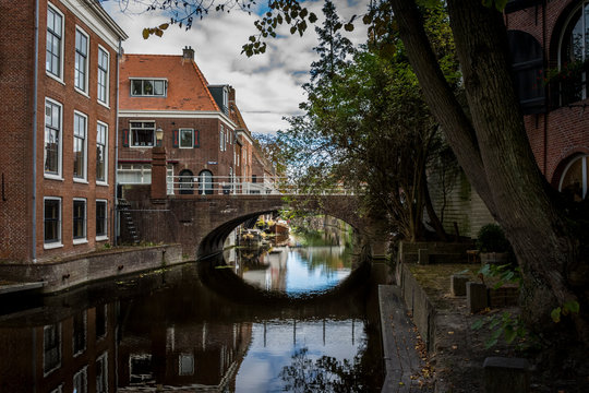 Canals with boats from Appingedam Holland