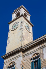 Clock tower of the historical Palazzo Gambacorti built on the 14th century