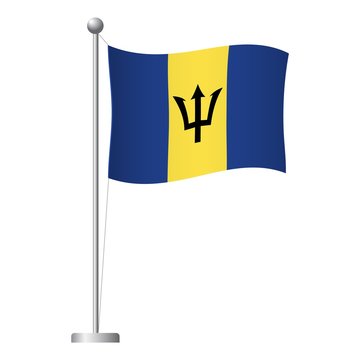 Barbados flag on pole icon