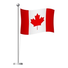 Fototapeta na wymiar Canada flag on pole icon
