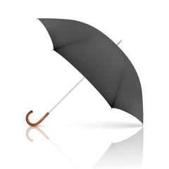 Vector 3d Realistic Render Black Blank Umbrella Icon Closeup Isolated on White Background. Design Template of Opened Parasol for Mock-up, Branding, Advertise etc. Front View