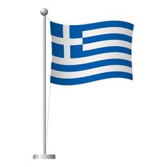 Greece flag on pole icon