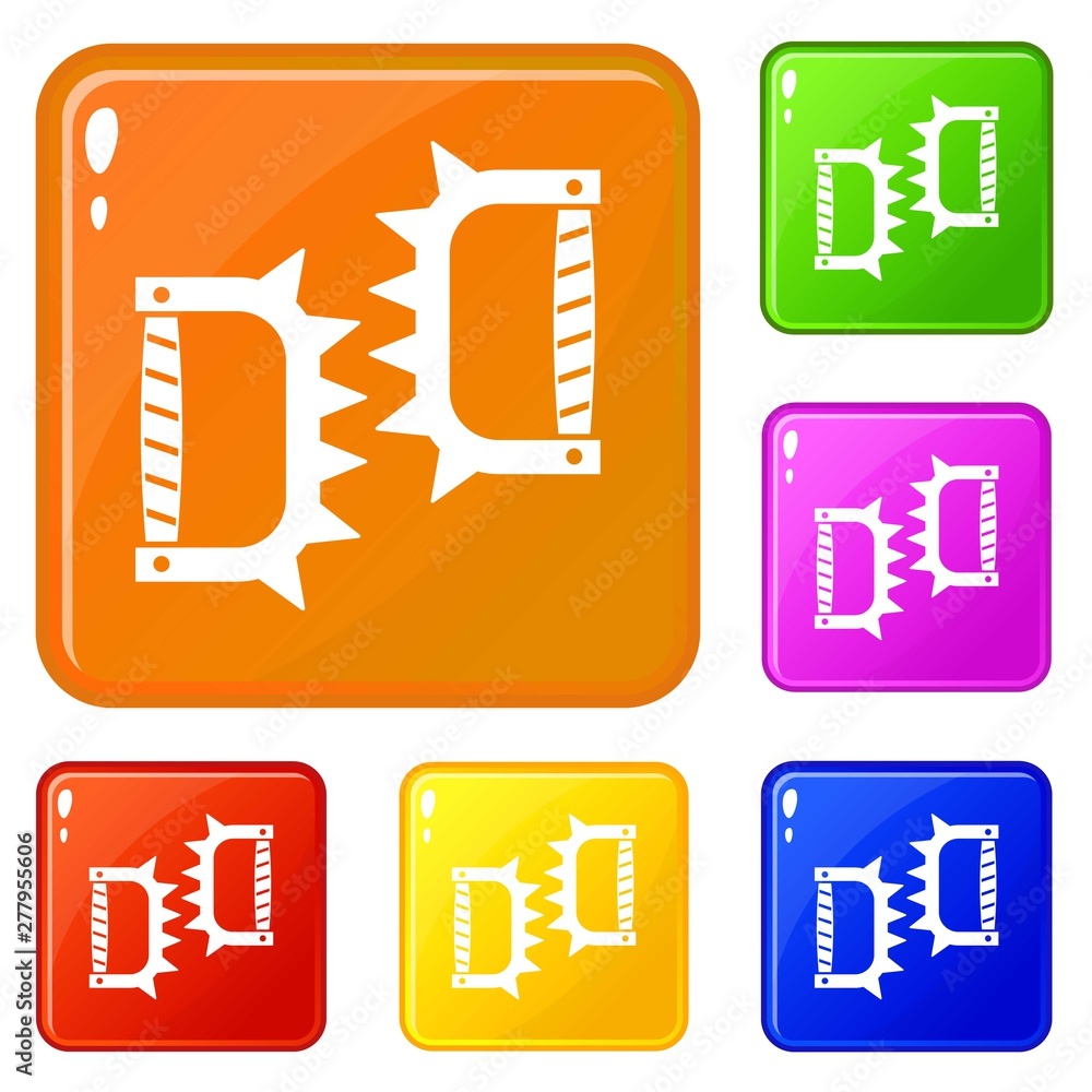 Poster knuckles with spikes icons set collection vector 6 color isolated on white background