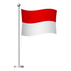 Indonesia flag on pole icon