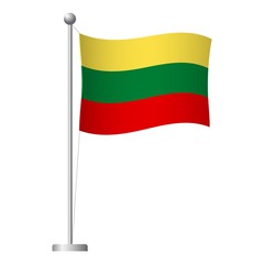 lithuania flag on pole icon
