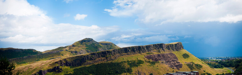 Panoramic of the Arthur's Seat hill near the Scottish city of Edinburgh.