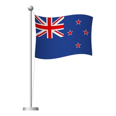 New Zealand flag on pole icon