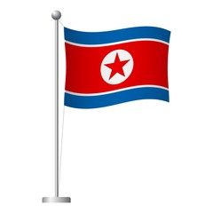 North Korea flag on pole icon