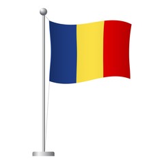 Romania flag on pole icon