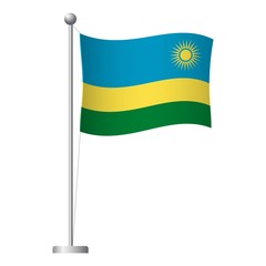 Rwanda flag on pole icon