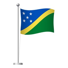 Fototapeta na wymiar Solomon Islands flag on pole icon