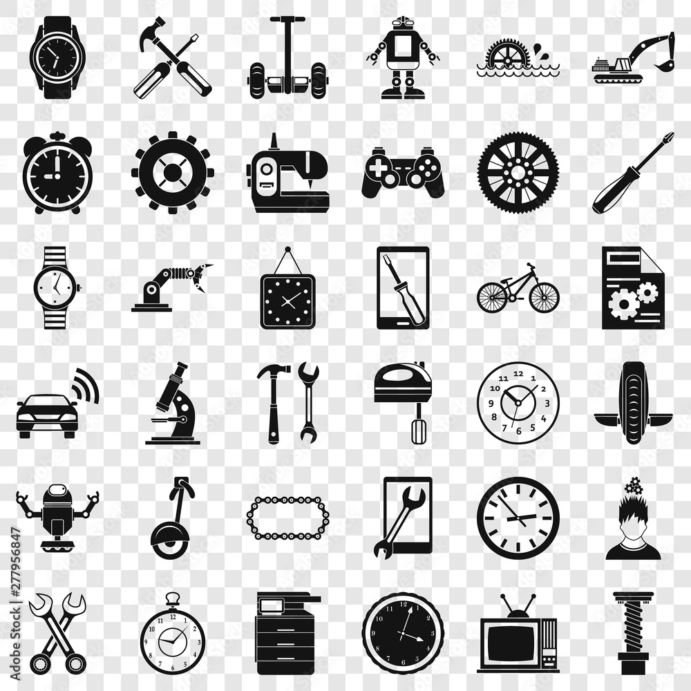 Aufkleber mechanic icons set. simple style of 36 mechanic vector icons for web for any design