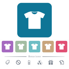 T-shirt flat icons on color rounded square backgrounds