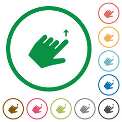 Left handed move up gesture flat icons with outlines