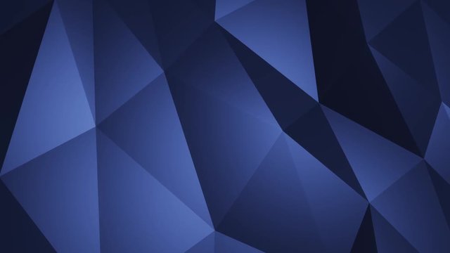 Abstract cg polygonal crystal surface. Geometric poly Blue triangles motion background.