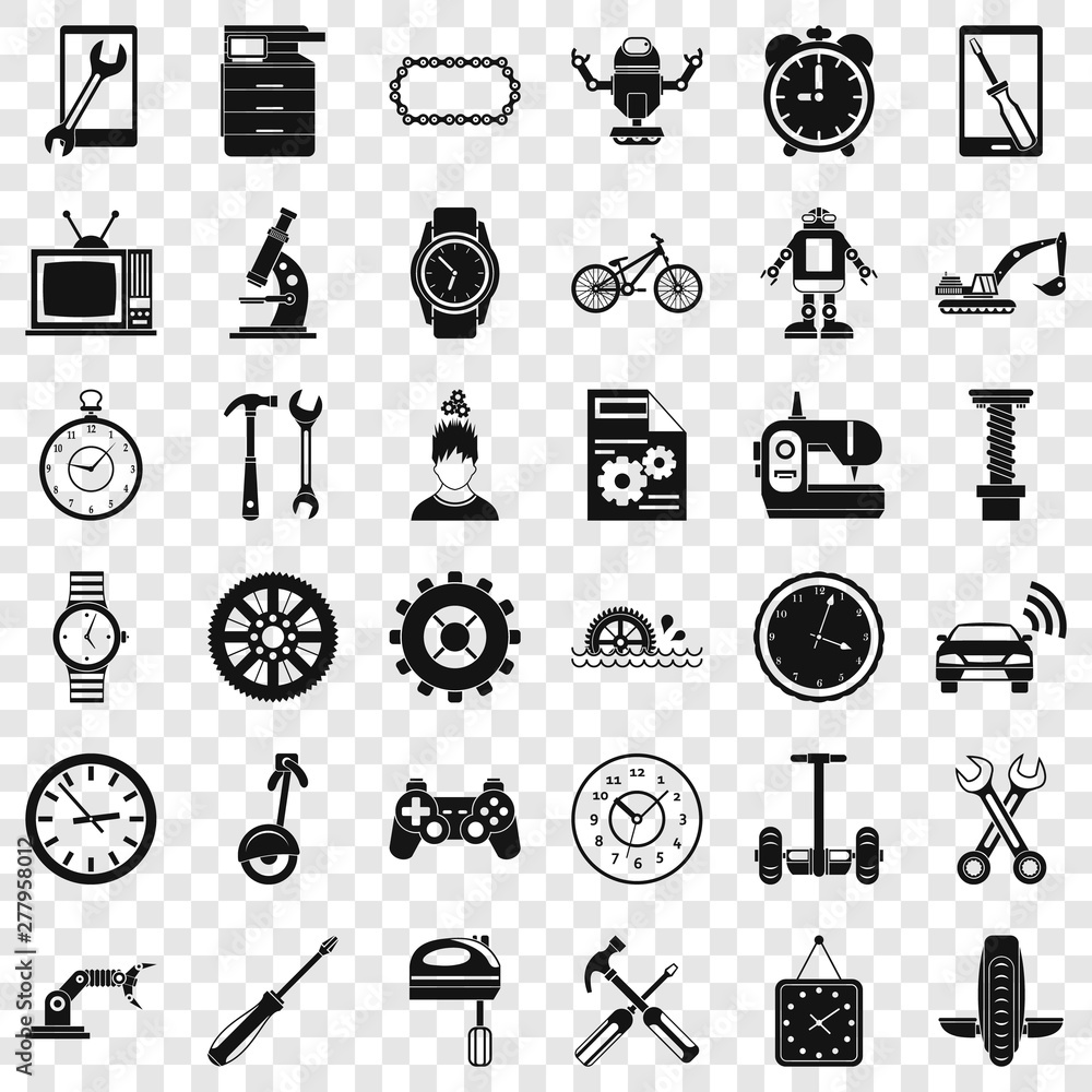 Poster screwdriver icons set. simple style of 36 screwdriver vector icons for web for any design