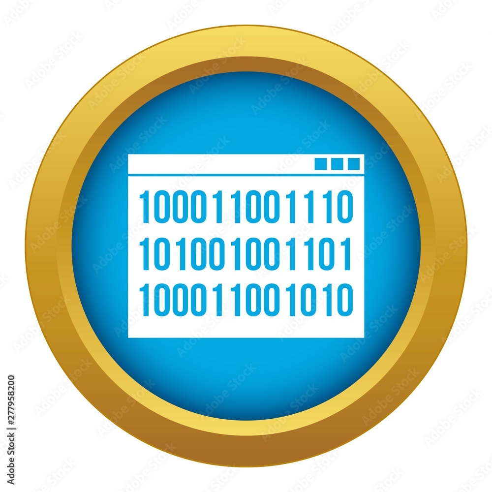 Poster binary code icon blue vector isolated on white background for any design