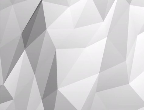 Abstract cg polygonal crystal White surface. Geometric poly triangles motion background.