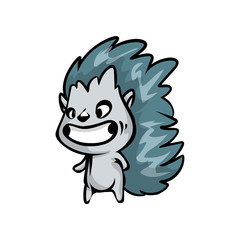 Obraz premium Funny smiling kid hedgehog waiting his party game