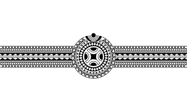 Maori Polynesian Tattoo Border With Swastika Sun Symbol Tribal Sleeve Pattern Vector Samoan Bracelet Tattoo Design Fore Arm Or Foot Armband Tattoo Tribal Stock Vector Adobe Stock