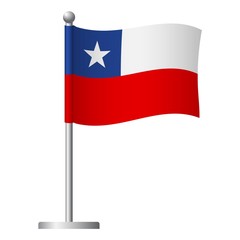 Chile flag on pole icon