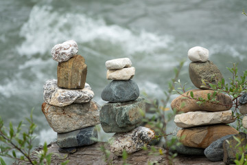 Balancing stones in equilibrium.