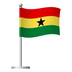 Ghana flag on pole icon