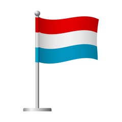 luxembourg flag on pole icon