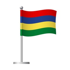 Mauritius flag on pole icon