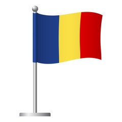Romania flag on pole icon
