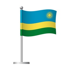 Rwanda flag on pole icon