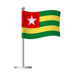 Togo flag on pole icon