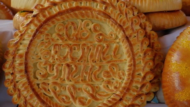National uzbekistan bread sold in the market - Samarkand, Uzbekistan
