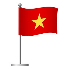 Vietnam flag on pole icon