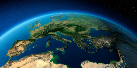 Highly detailed Earth. Italy, Greece and the Mediterranean Sea