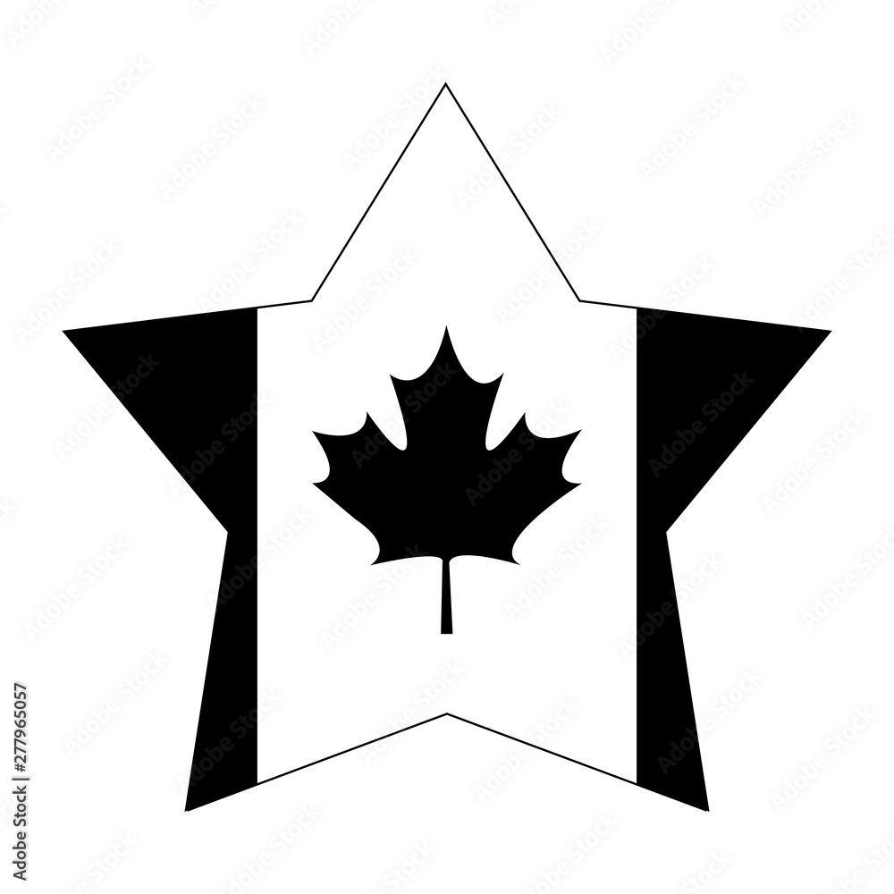 Poster flag of canada patriotic in star shape