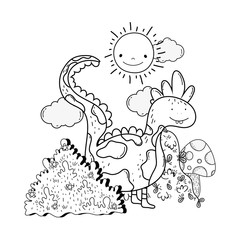 cute dinosaur in the field character