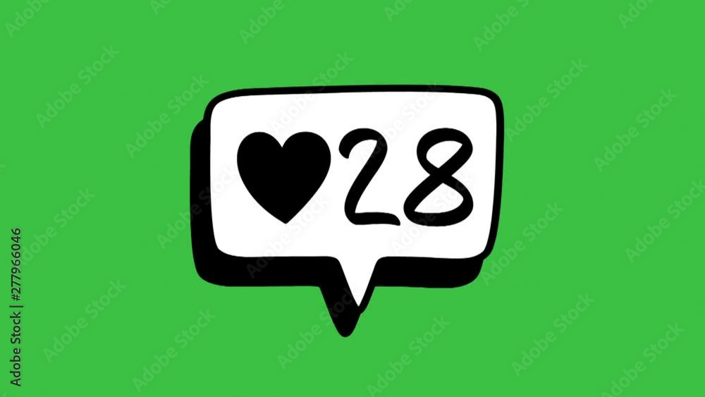 Aufkleber stop motion social like bubble counter animation with heart and number from one to ninety nine on gr