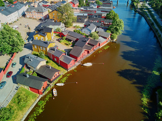 Scenic aerial view of historical town of Porvoo