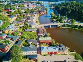 Obraz premium Scenic aerial view of historical town of Porvoo