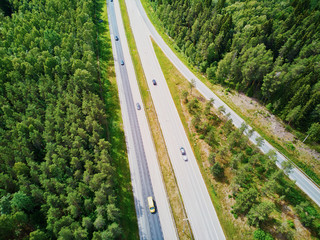Aerial view of road interchange
