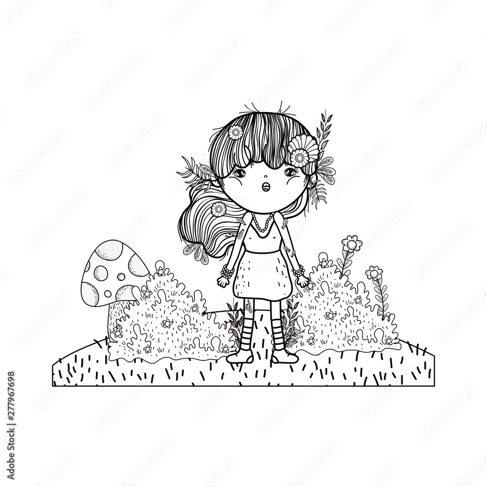 Poster cute little fairy with elf ears character