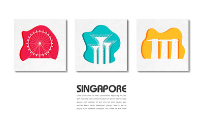 Singapore Landmark Global Travel And Journey paper background. Vector Design Template.used for your advertisement, book, banner, template, travel business or presentation.