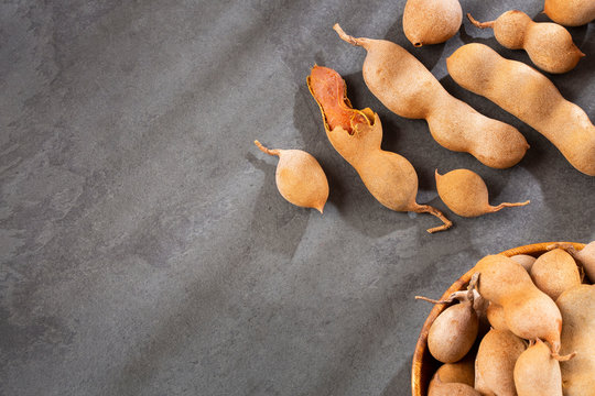 Tamarindus indica - Tropical fruit. Text space