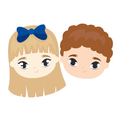 heads of cute little kids avatar character
