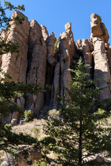 Organ pipe formation or hoodoos at Chiricahua National Monument in Southeastern Arizona is an area...