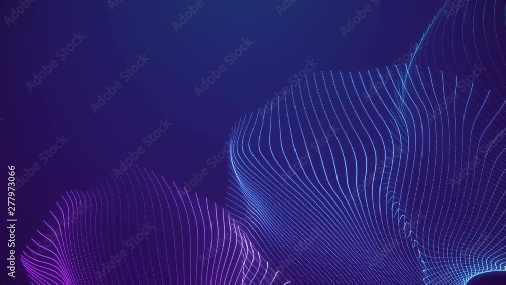 Poster 4k abstract loopable blue and red cg motion waving dots texture with glowing defocused particles. cy