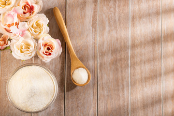 Collagen protein - Hydrolyzed. Strengthening and improving the health of cartilage and tendons. Text space