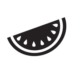 Slice of watermelon fruit icon, black isolated on white background, vector illustration.