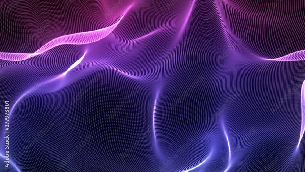 Aufkleber 4k abstract loopable blue and red cg motion waving dots texture with glowing defocused particles. cy